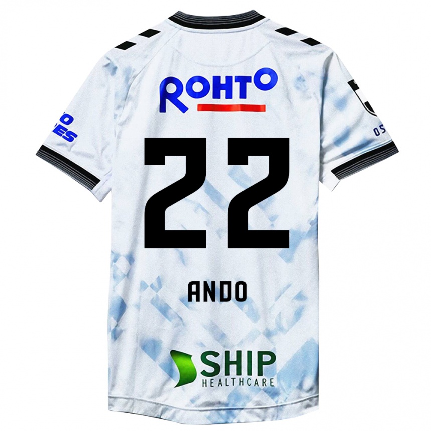 Kids Football Rikuto Ando #22 White Black Away Jersey 2024/25 T-Shirt Uk