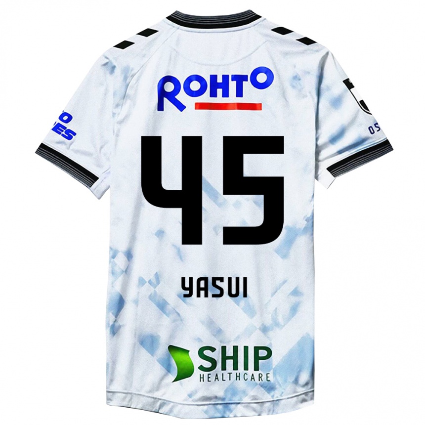 Kids Football Tsukasa Yasui #45 White Black Away Jersey 2024/25 T-Shirt Uk