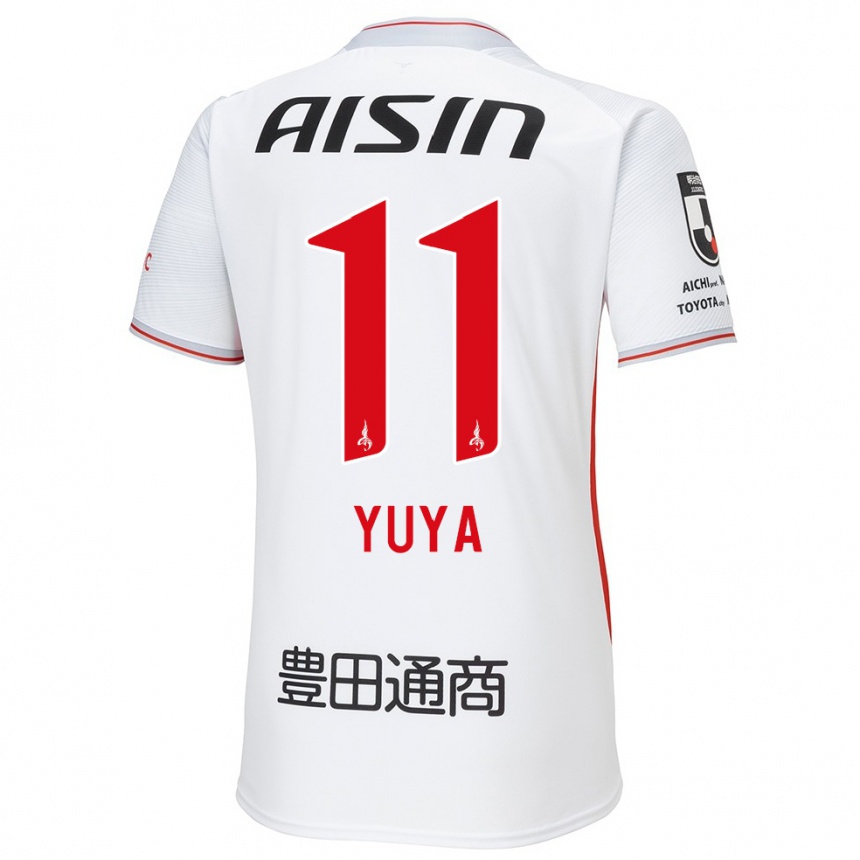 Kids Football Yuya Yamagishi #11 White Yellow Red Away Jersey 2024/25 T-Shirt Uk