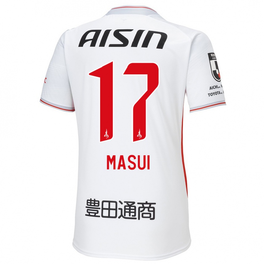 Kids Football Ken Masui #17 White Yellow Red Away Jersey 2024/25 T-Shirt Uk