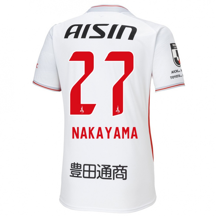 Kids Football Katsuhiro Nakayama #27 White Yellow Red Away Jersey 2024/25 T-Shirt Uk