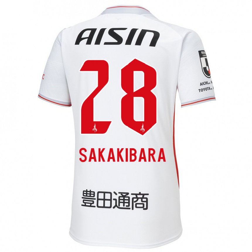 Kids Football Kyota Sakakibara #28 White Yellow Red Away Jersey 2024/25 T-Shirt Uk