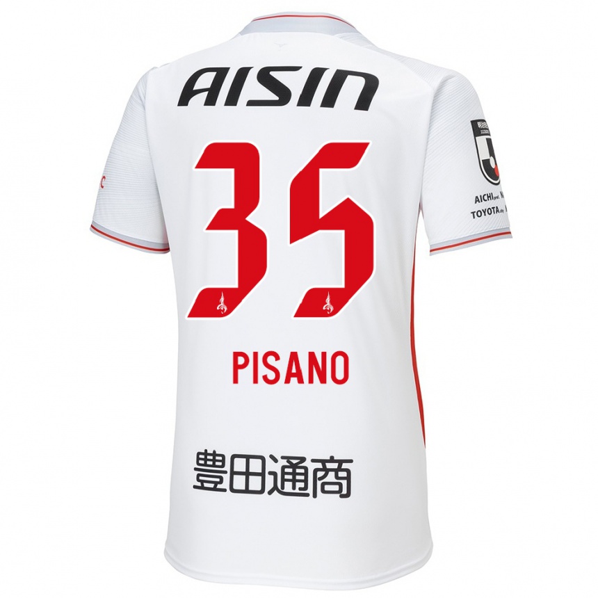 Kids Football Alexandre Pisano #35 White Yellow Red Away Jersey 2024/25 T-Shirt Uk