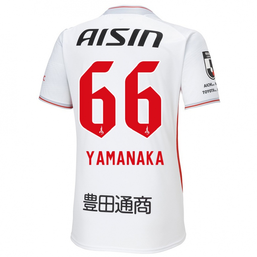 Kids Football Ryosuke Yamanaka #66 White Yellow Red Away Jersey 2024/25 T-Shirt Uk