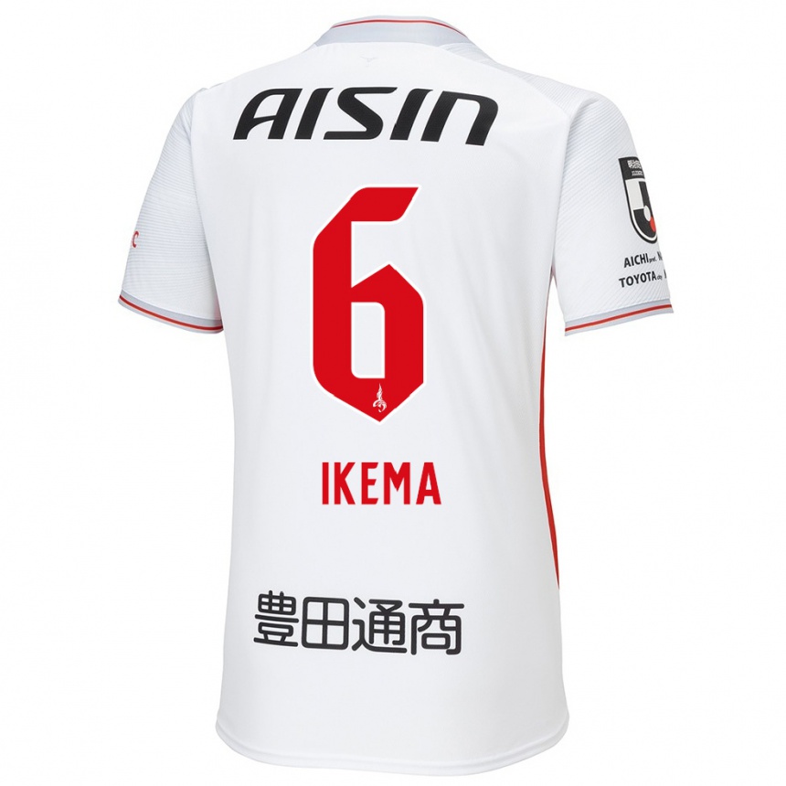 Kids Football Kano Ikema #6 White Yellow Red Away Jersey 2024/25 T-Shirt Uk