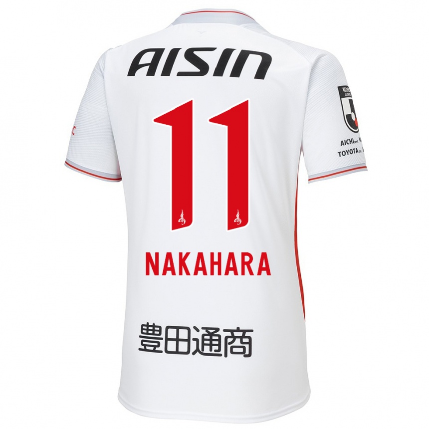 Kids Football Sora Nakahara #11 White Yellow Red Away Jersey 2024/25 T-Shirt Uk