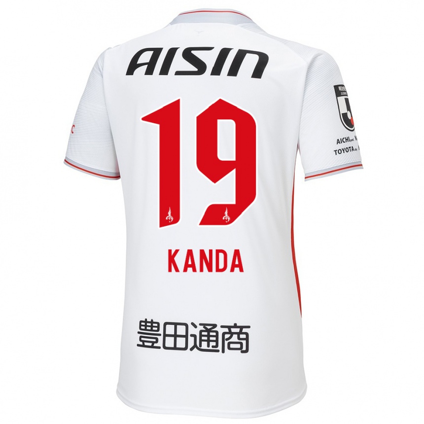 Kids Football Ryu Kanda #19 White Yellow Red Away Jersey 2024/25 T-Shirt Uk