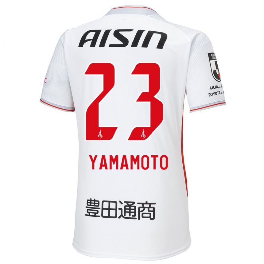 Kids Football Haruki Yamamoto #23 White Yellow Red Away Jersey 2024/25 T-Shirt Uk