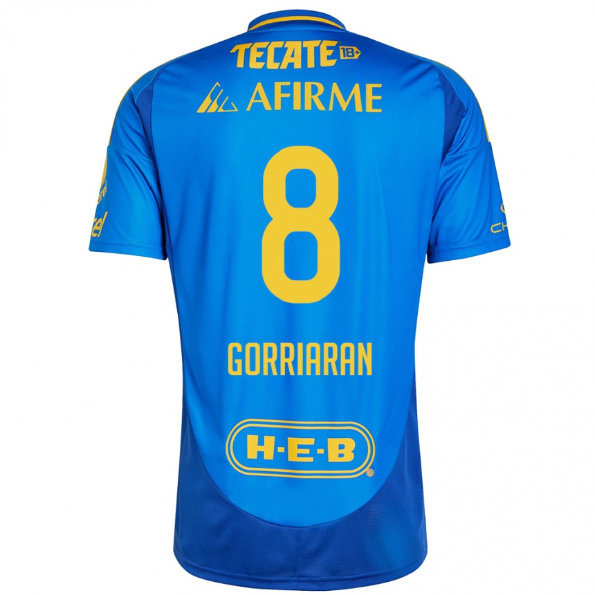 Kids Football Fernando Gorriarán #8 Blue Yellow Away Jersey 2024/25 T-Shirt Uk