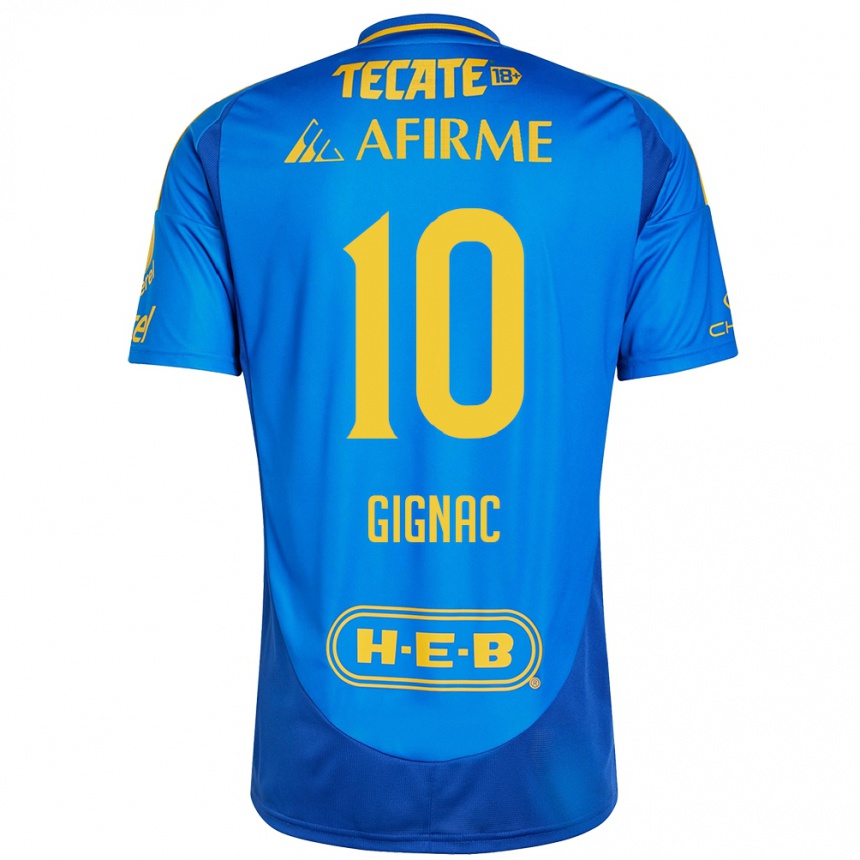 Kids Football André-Pierre Gignac #10 Blue Yellow Away Jersey 2024/25 T-Shirt Uk