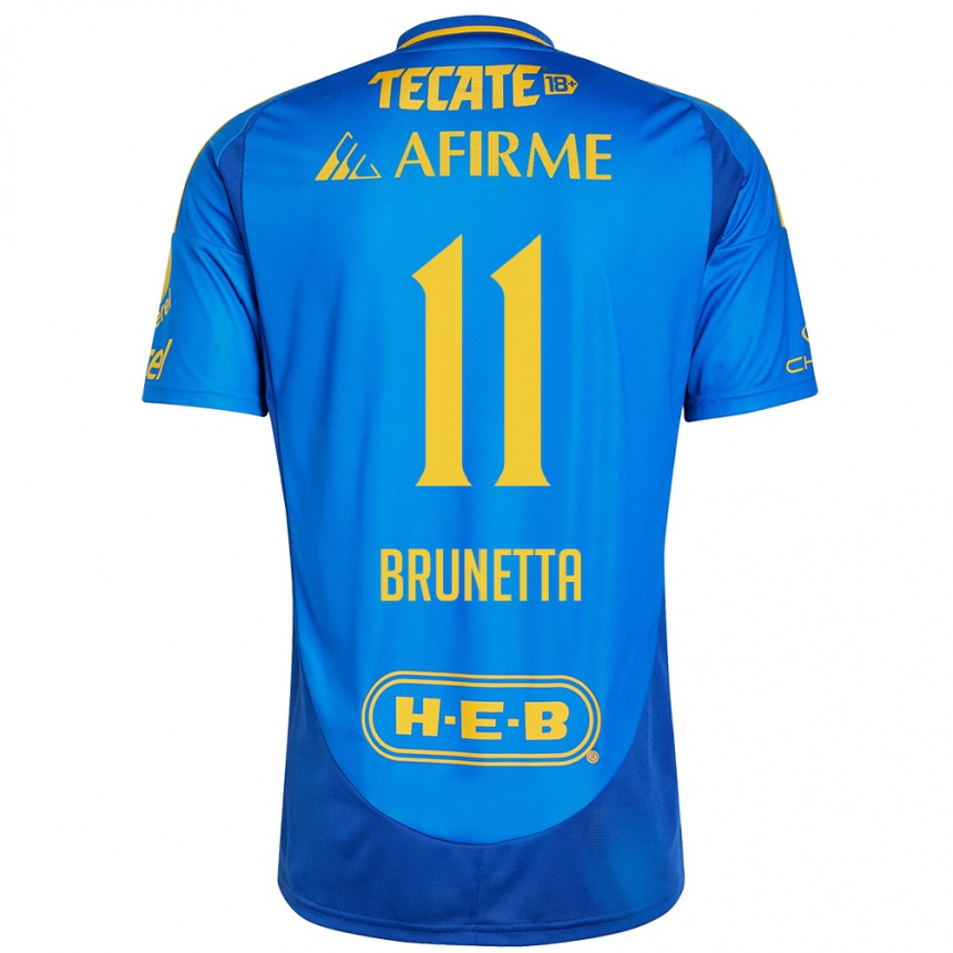 Kids Football Juan Brunetta #11 Blue Yellow Away Jersey 2024/25 T-Shirt Uk