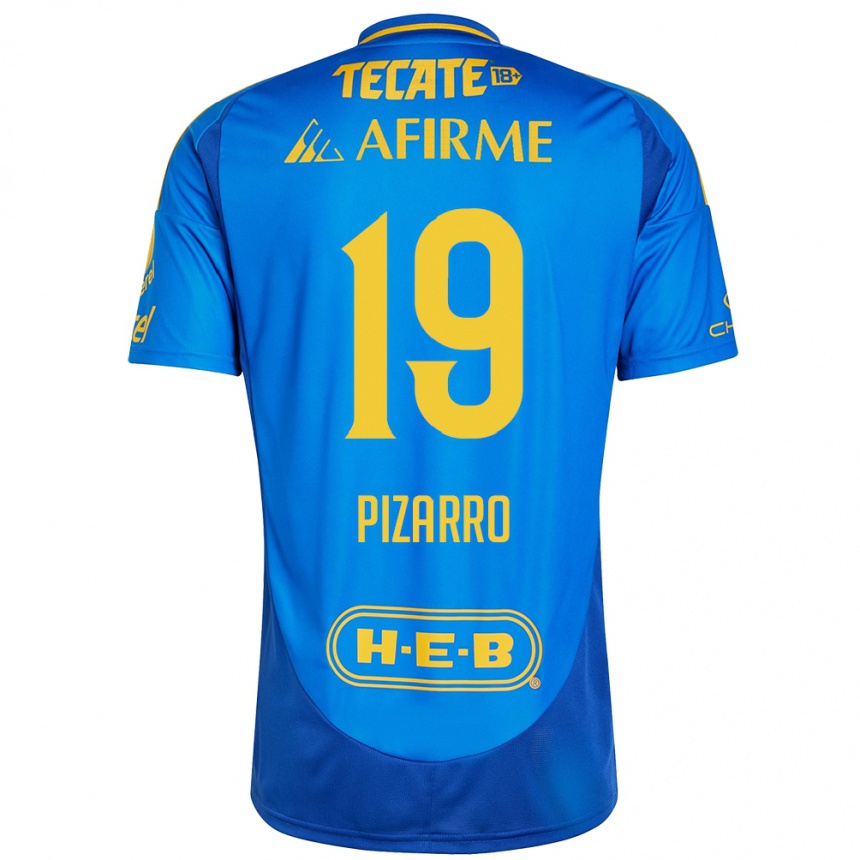 Kids Football Guido Pizarro #19 Blue Yellow Away Jersey 2024/25 T-Shirt Uk