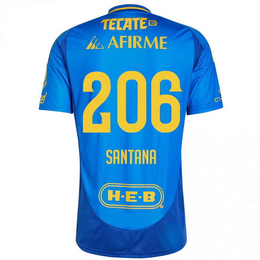 Kids Football Joel Santana #206 Blue Yellow Away Jersey 2024/25 T-Shirt Uk