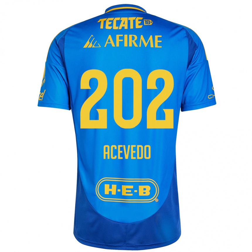 Kids Football José Acevedo #202 Blue Yellow Away Jersey 2024/25 T-Shirt Uk