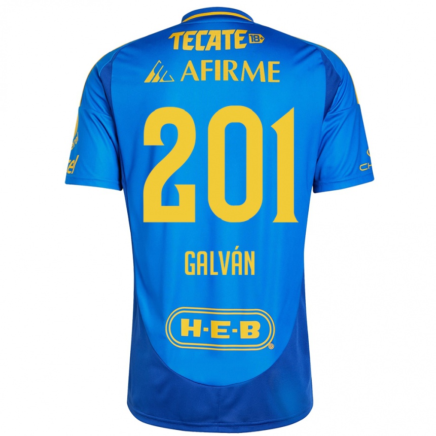 Kids Football Isac Galván #201 Blue Yellow Away Jersey 2024/25 T-Shirt Uk