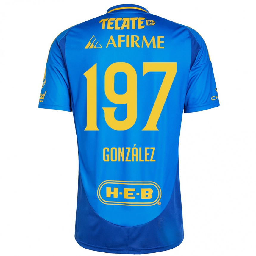 Kids Football Germán González #197 Blue Yellow Away Jersey 2024/25 T-Shirt Uk