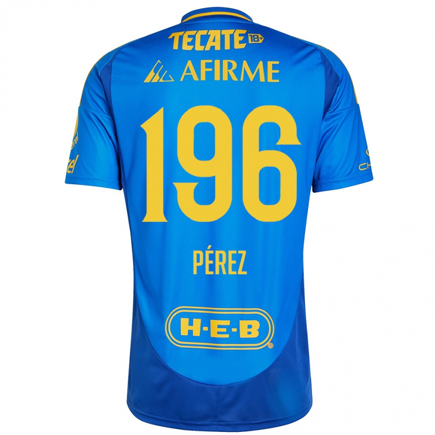 Kids Football Axel Pérez #196 Blue Yellow Away Jersey 2024/25 T-Shirt Uk