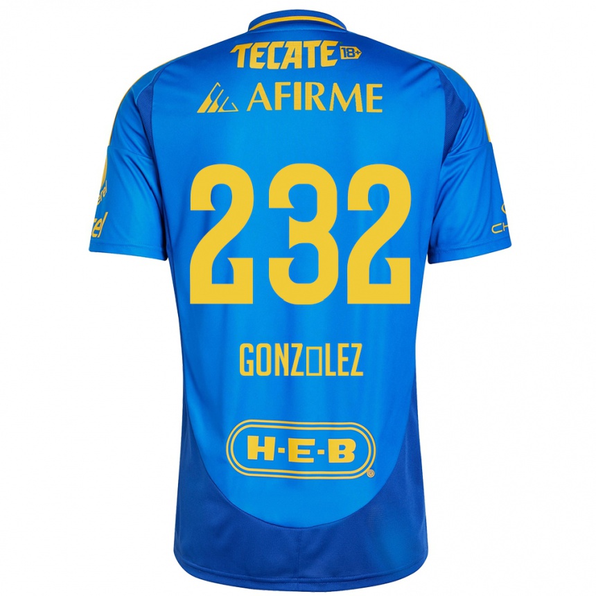 Kids Football César González #232 Blue Yellow Away Jersey 2024/25 T-Shirt Uk