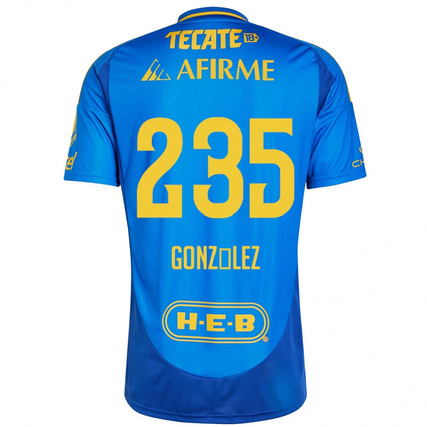 Kids Football Mauricio González #235 Blue Yellow Away Jersey 2024/25 T-Shirt Uk