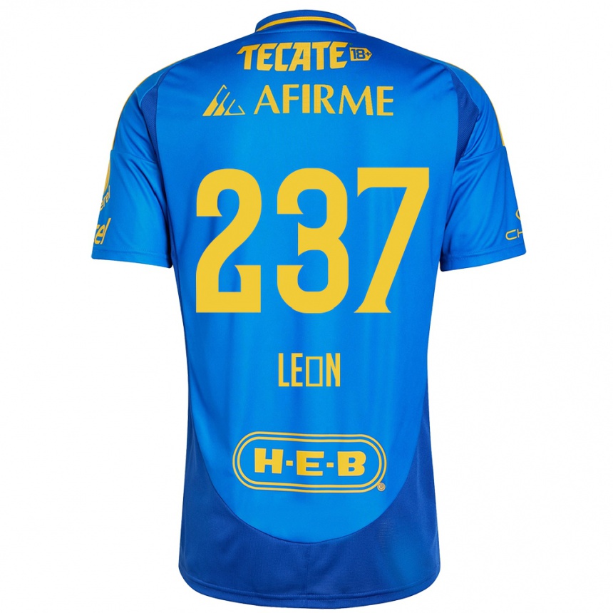 Kids Football Gabriel León #237 Blue Yellow Away Jersey 2024/25 T-Shirt Uk