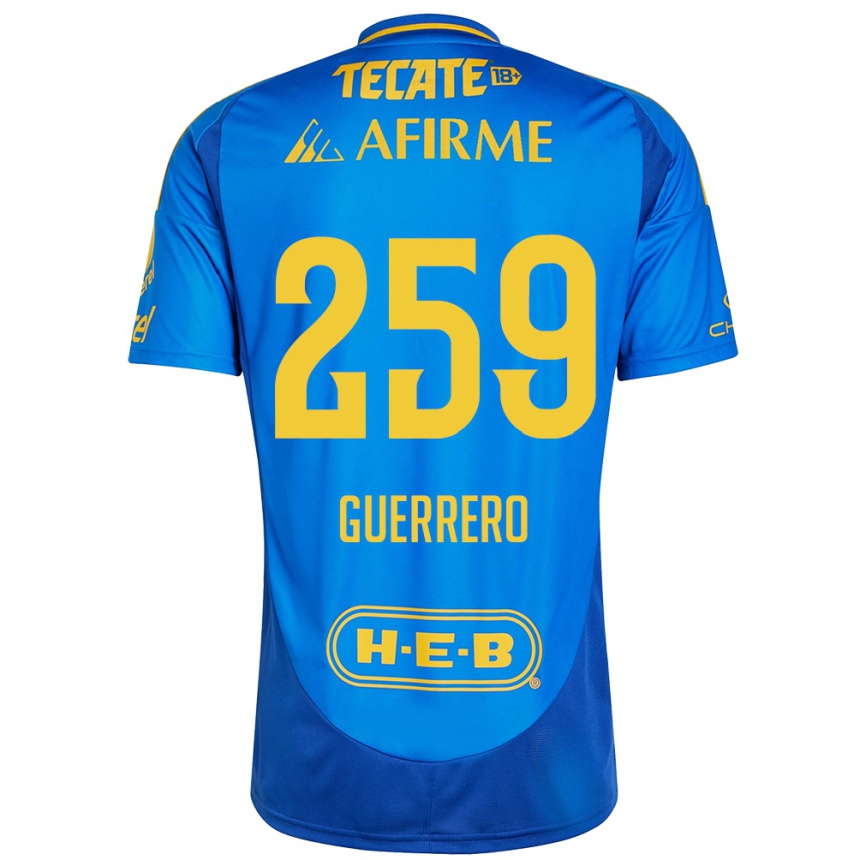 Kids Football Erick Guerrero #259 Blue Yellow Away Jersey 2024/25 T-Shirt Uk