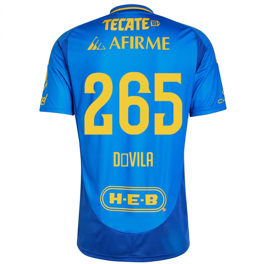 Kids Football Emiliano Dávila #265 Blue Yellow Away Jersey 2024/25 T-Shirt Uk