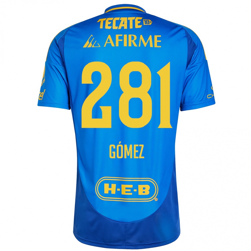 Kids Football Luis Gómez #281 Blue Yellow Away Jersey 2024/25 T-Shirt Uk