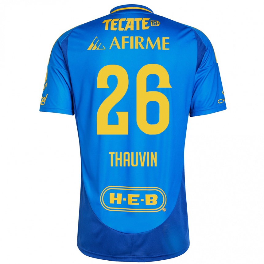 Kids Football Florian Thauvin #26 Blue Yellow Away Jersey 2024/25 T-Shirt Uk