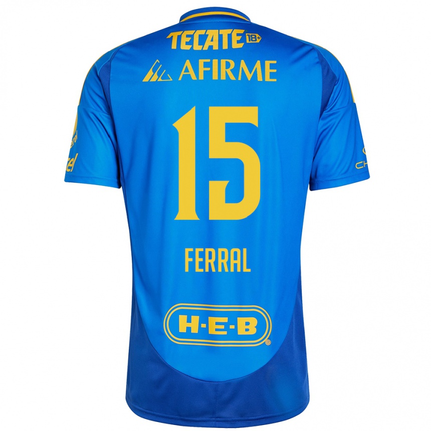 Kids Football Cristina Ferral #15 Blue Yellow Away Jersey 2024/25 T-Shirt Uk