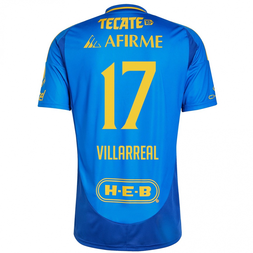 Kids Football Natalia Villarreal #17 Blue Yellow Away Jersey 2024/25 T-Shirt Uk