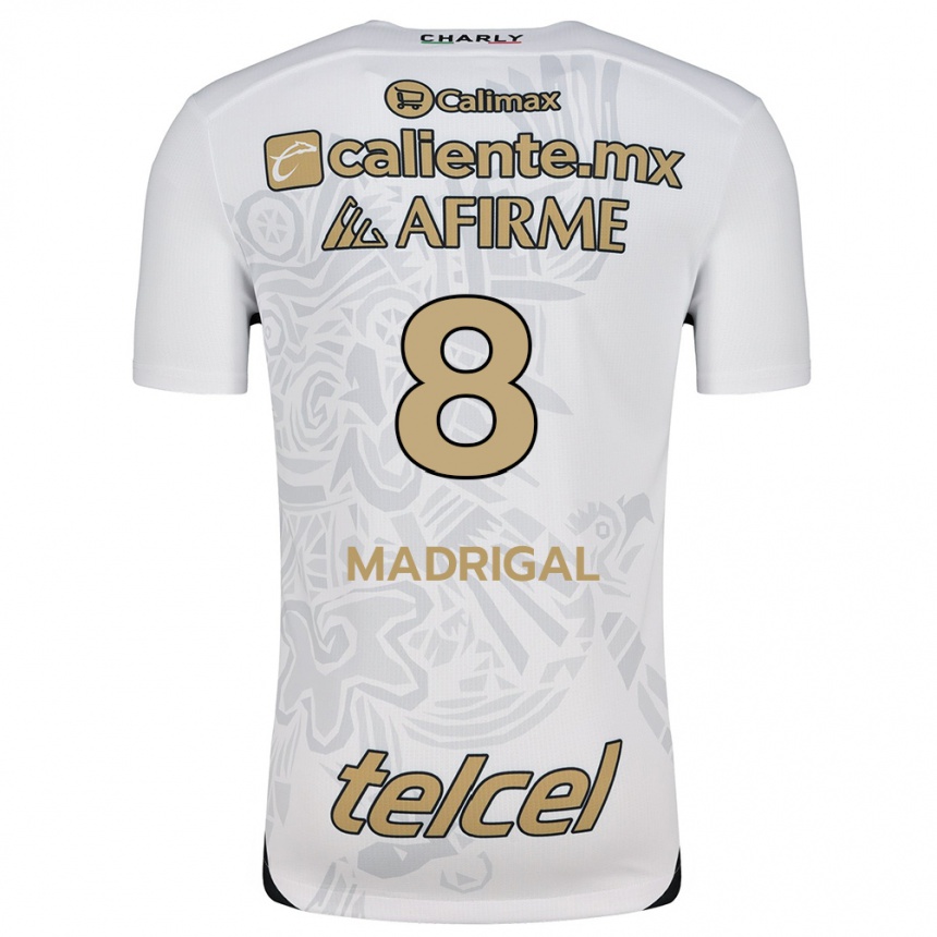 Kids Football Fernando Madrigal #8 White Black Away Jersey 2024/25 T-Shirt Uk