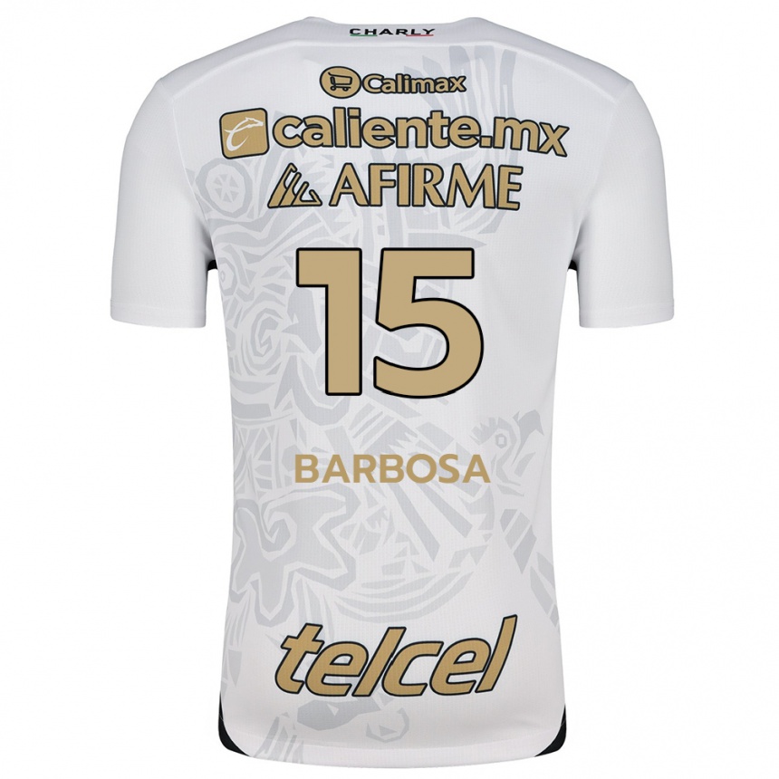 Kids Football Diego Barbosa #15 White Black Away Jersey 2024/25 T-Shirt Uk