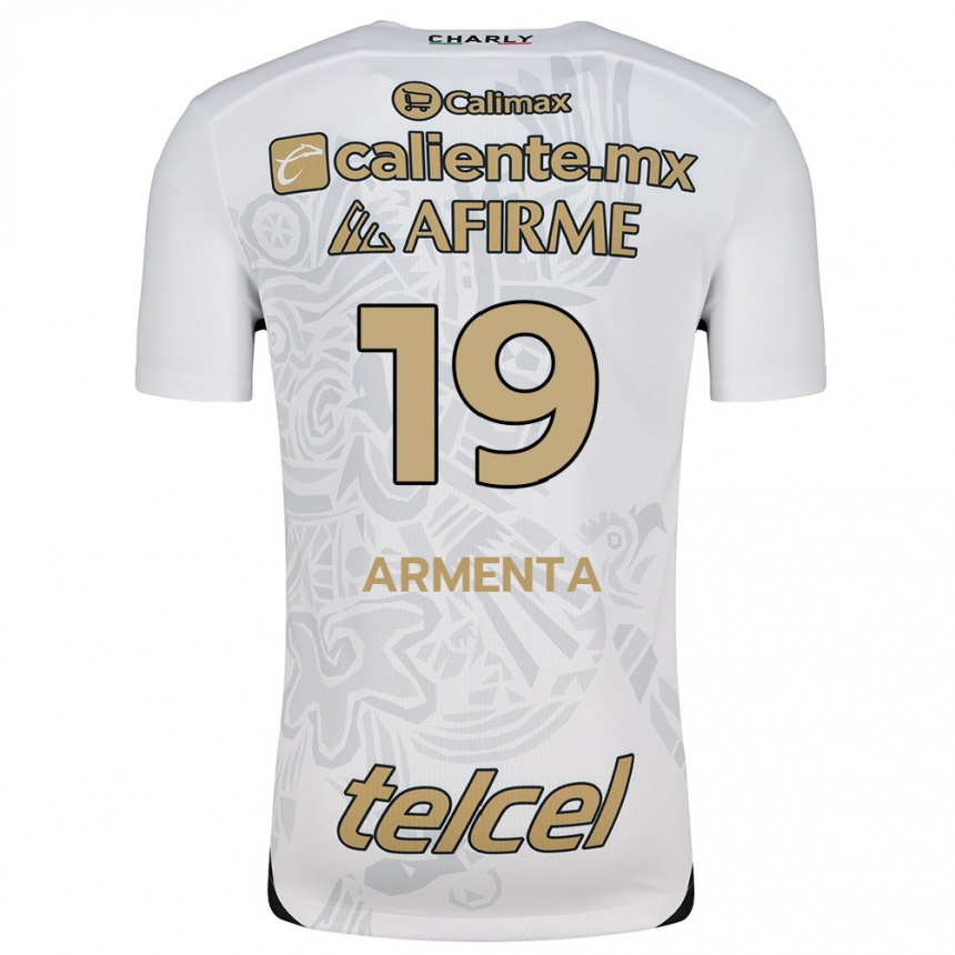 Kids Football Eduardo Armenta #19 White Black Away Jersey 2024/25 T-Shirt Uk