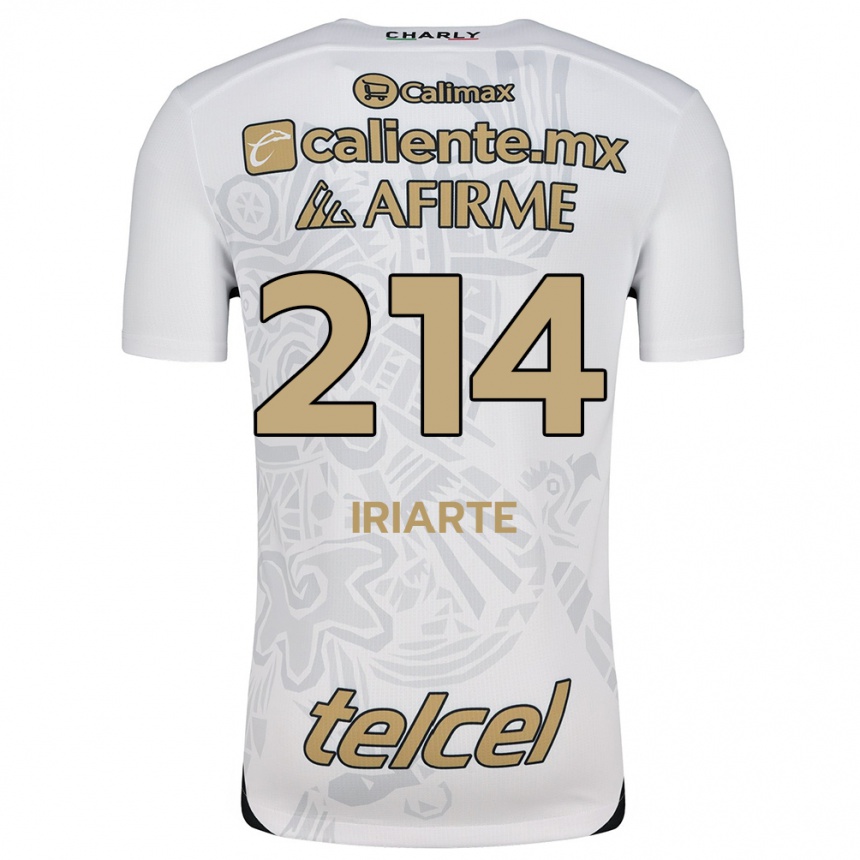 Kids Football Oliver Iriarte #214 White Black Away Jersey 2024/25 T-Shirt Uk