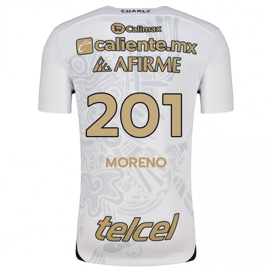 Kids Football Jesús Moreno #201 White Black Away Jersey 2024/25 T-Shirt Uk