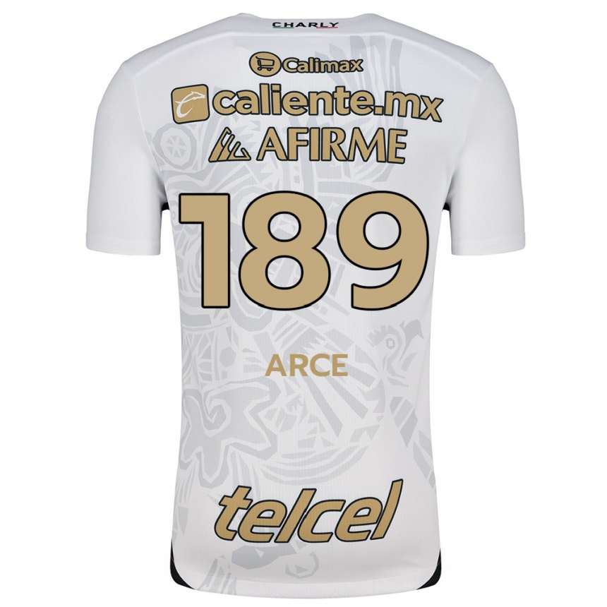 Kids Football Diego Arce #189 White Black Away Jersey 2024/25 T-Shirt Uk