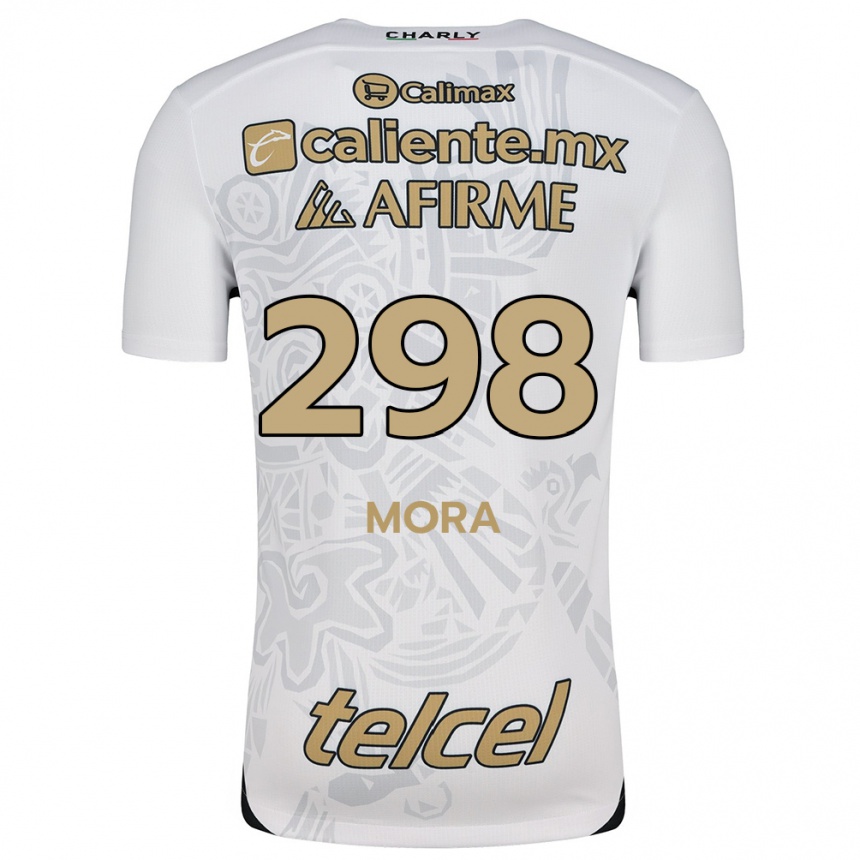 Kids Football Gilberto Mora #298 White Black Away Jersey 2024/25 T-Shirt Uk