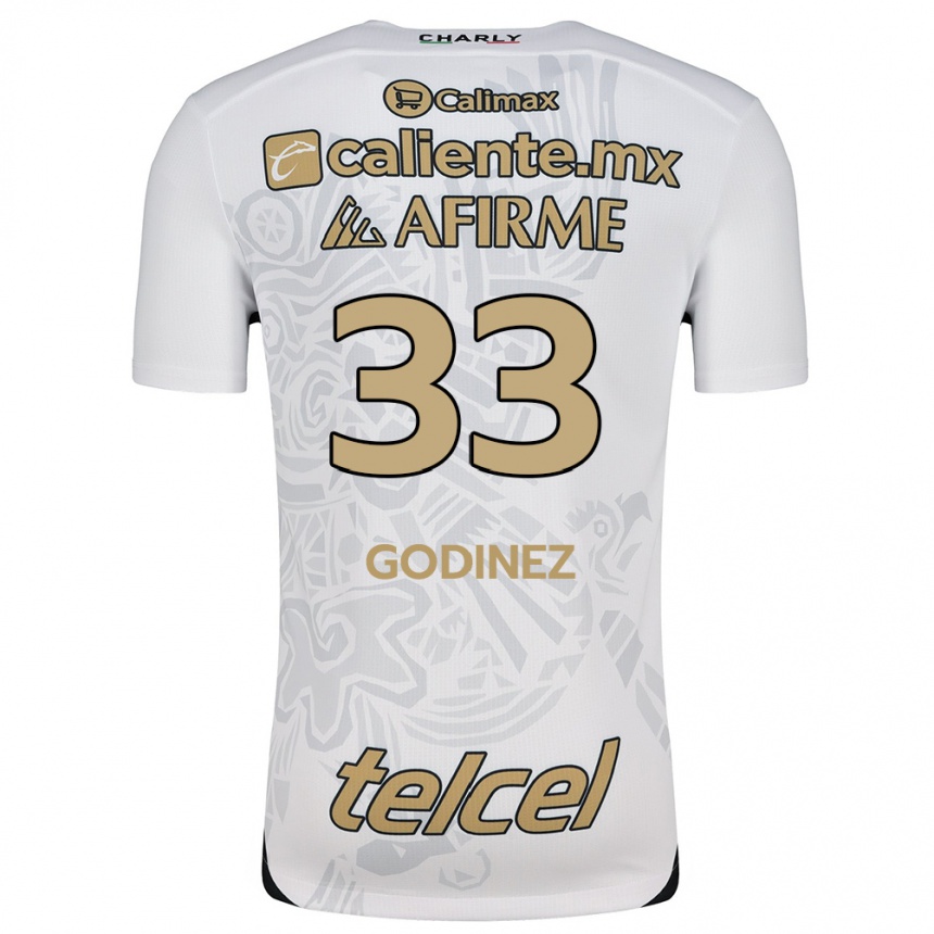 Kids Football Rodrigo Godínez #33 White Black Away Jersey 2024/25 T-Shirt Uk