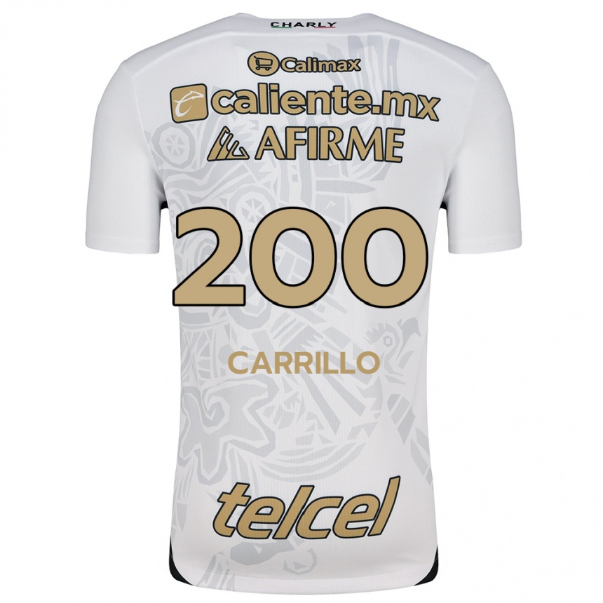 Kids Football Manuel Carrillo #200 White Black Away Jersey 2024/25 T-Shirt Uk