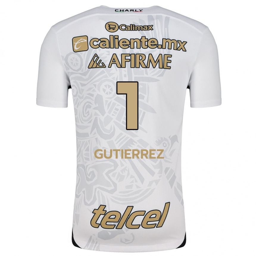 Kids Football Alejandra Gutiérrez #1 White Black Away Jersey 2024/25 T-Shirt Uk