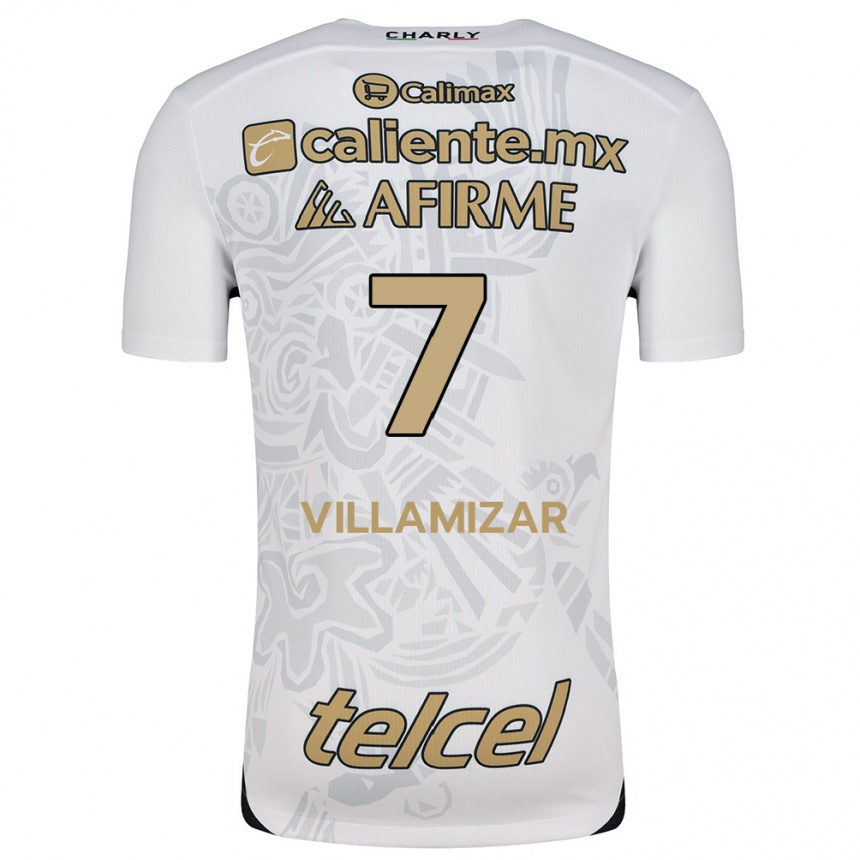 Kids Football Paola Villamizar #7 White Black Away Jersey 2024/25 T-Shirt Uk