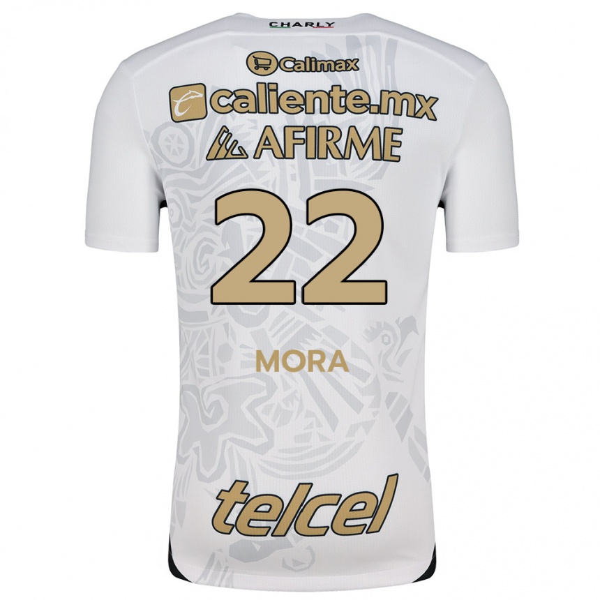 Kids Football Bianca Mora #22 White Black Away Jersey 2024/25 T-Shirt Uk