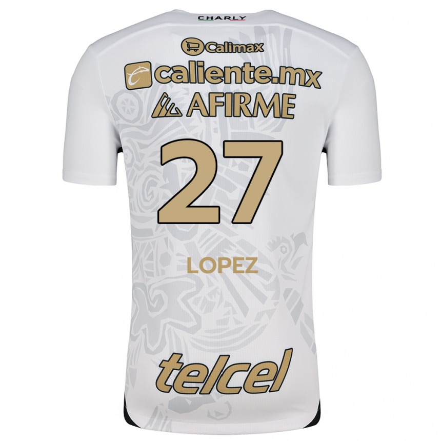 Kids Football Victoria López #27 White Black Away Jersey 2024/25 T-Shirt Uk