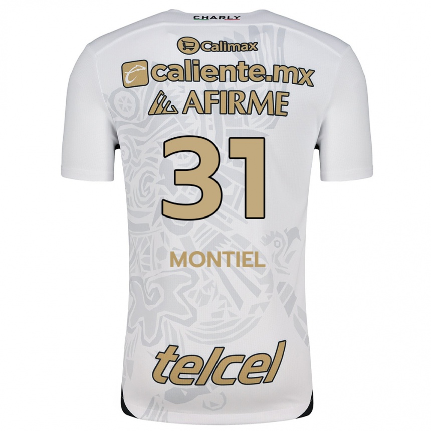 Kids Football Abril Montiel #31 White Black Away Jersey 2024/25 T-Shirt Uk