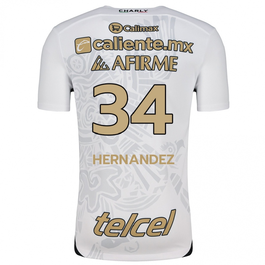 Kids Football Kimberly Hernández #34 White Black Away Jersey 2024/25 T-Shirt Uk