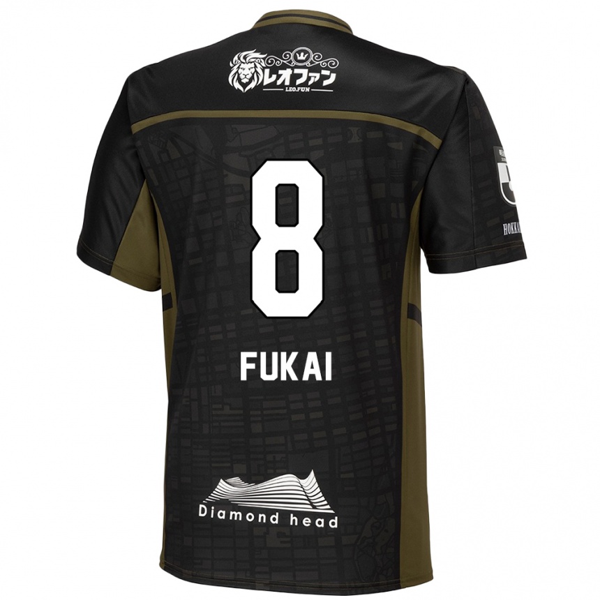 Kids Football Kazuki Fukai #8 Black Green Away Jersey 2024/25 T-Shirt Uk