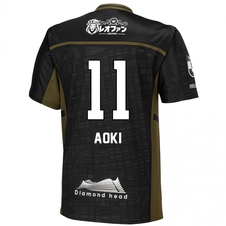 Kids Football Ryota Aoki #11 Black Green Away Jersey 2024/25 T-Shirt Uk