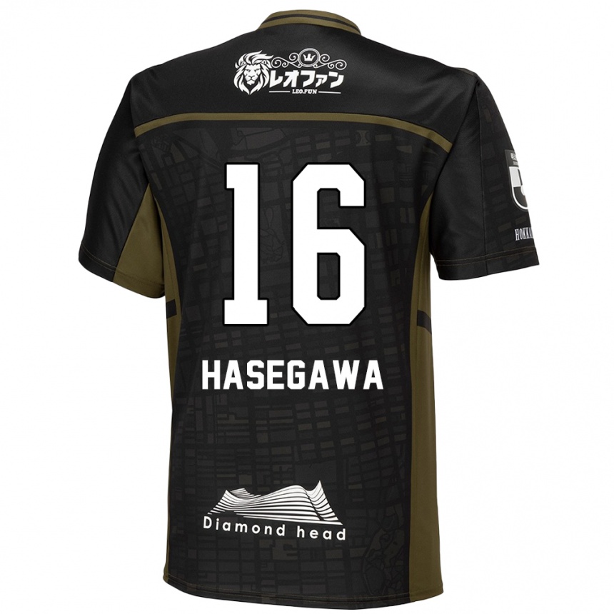 Kids Football Tatsuya Hasegawa #16 Black Green Away Jersey 2024/25 T-Shirt Uk