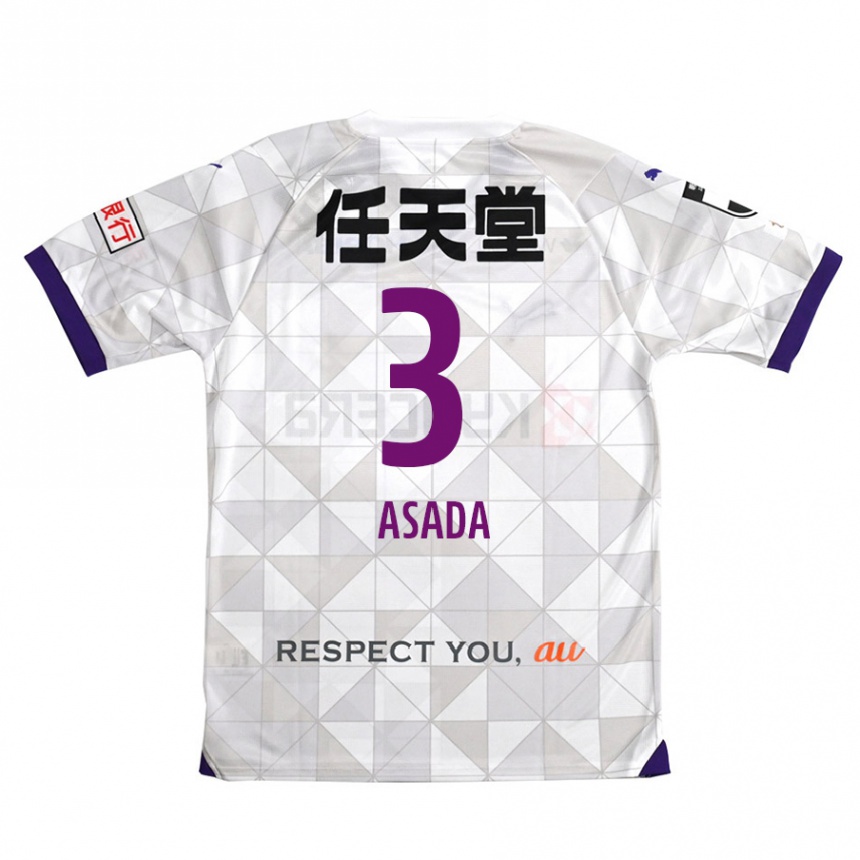 Kids Football Shogo Asada #3 White Purple Away Jersey 2024/25 T-Shirt Uk