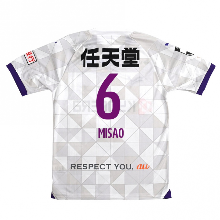 Kids Football Yuto Misao #6 White Purple Away Jersey 2024/25 T-Shirt Uk